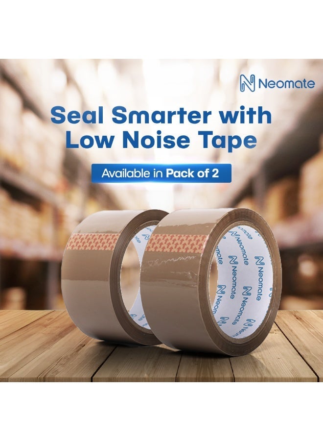 Neomate Low Noise Brown BOPP Packaging Tape | 48mm x 50m, Pack of 2 |Heavy-Duty Durable Tan Tape for Packaging, DIY - Image 2